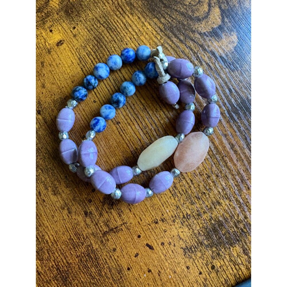 Lavender & Orange Beaded Bracelet